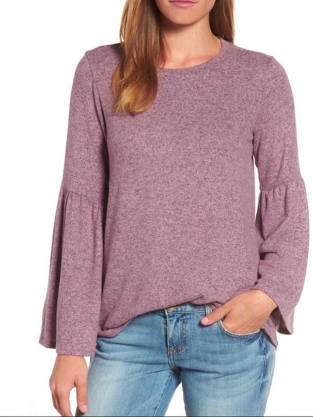 Gibson Bell Sleeve Pink Sweater
